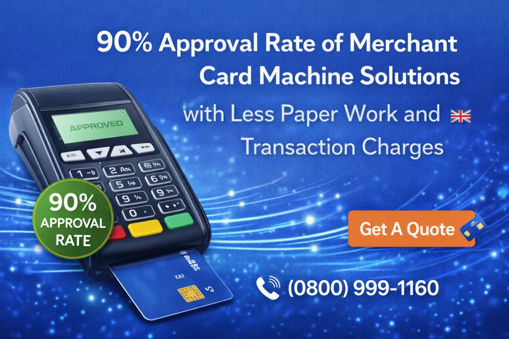 90% Approval Rate of Merchant Card Machine Solutions with Less Paper Work and Transaction Charges