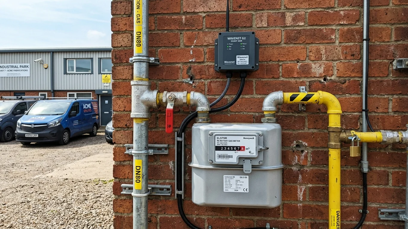Commercial Rotary Gas Meter with Smart AMR Telemetry Installation